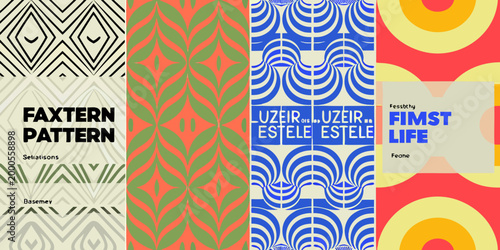 abstract geometric patterns with bold colors and text overlays high quality professional detailed modern elegant