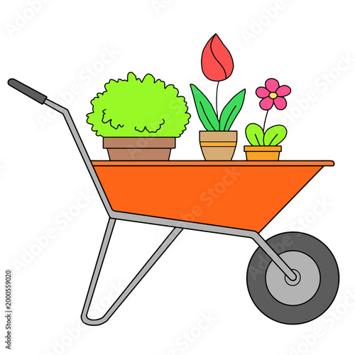 Garden wheelbarrow color isolated illustration vector