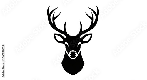 Majestic Stag Head Silhouette with Antlers.