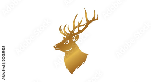 Majestic Stag Head with Antlers Illustration.