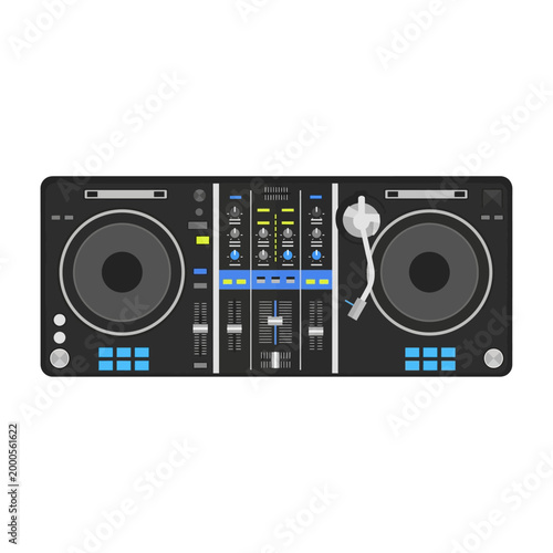Dynamic professional disc jockey mixer and turntable vector illustration for vibrant music events and performances