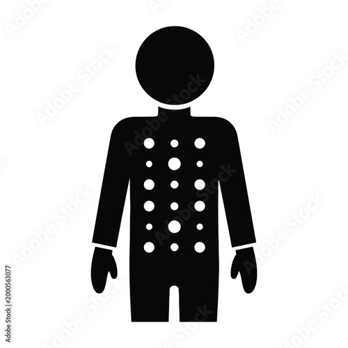 Black silhouette person with white dots on body