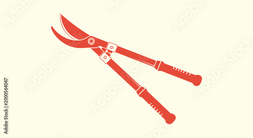 Obraz na płótnie Red Bypass Loppers Garden Pruning Tool Illustration for Landscaping and Orchard