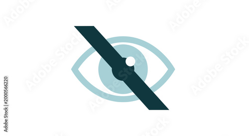 Eye with diagonal line through it.