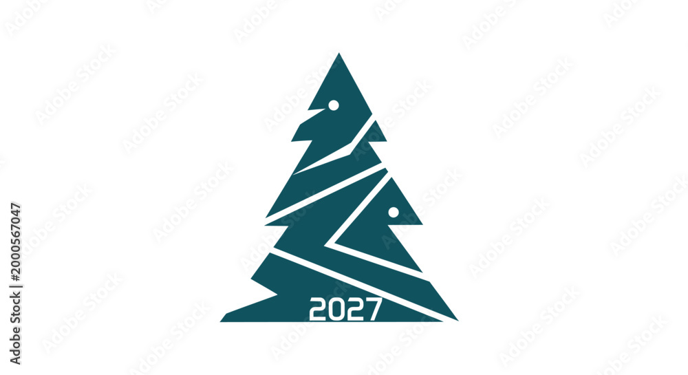 Obraz premium Teal Christmas Tree Icon Shape Design.