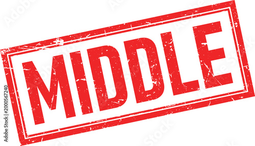 Middle Text Red Distressed Rectangle Rubber Stamp Effect on Transparent Background