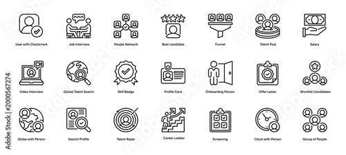 Head Hunting Line Icon, Outline Symbol for Talent Recruitment, Career Opportunity, Employee Search, Job Placement, and Resource Acquisition. Vector Sign Icon.