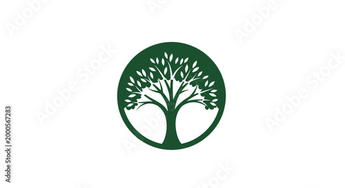 Tree Logo Green Circle Symbol.