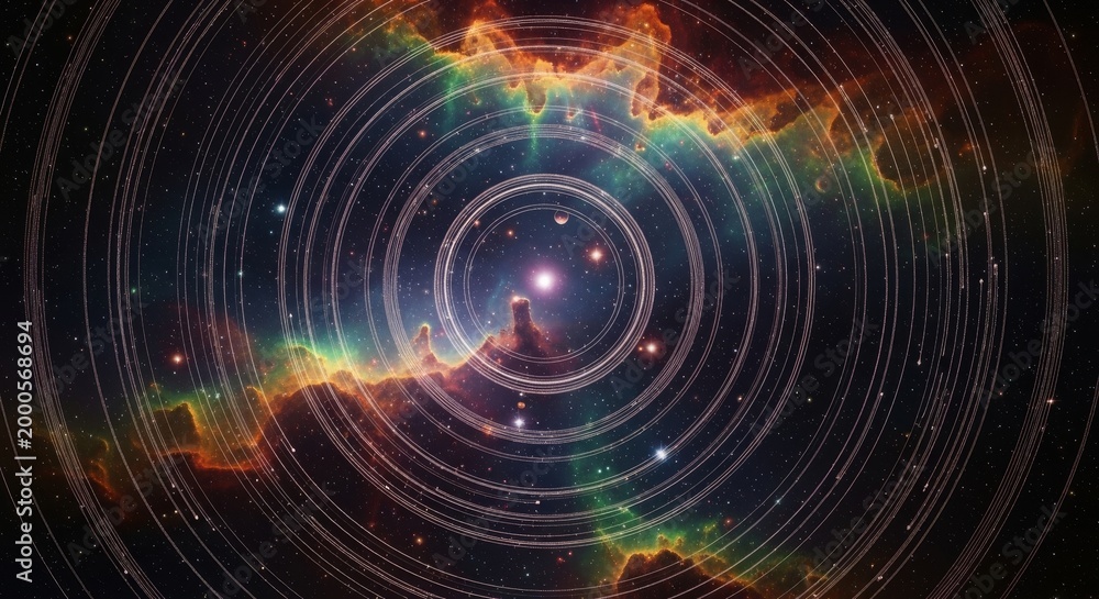 Obraz premium Circular Nebula with Central Star in Deep Space