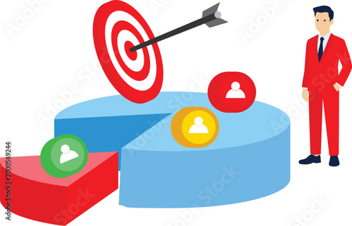Marketing segmentation and audience targeting concept. Vector illustration for customer groups, targeted campaigns, and data-driven marketing strategy.

