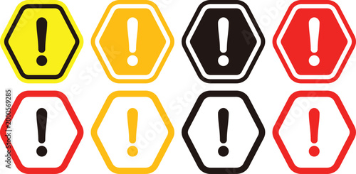 Vector set of danger signs, warning signs, attention signs, exclamation marks. Danger warning icon. Free Vector