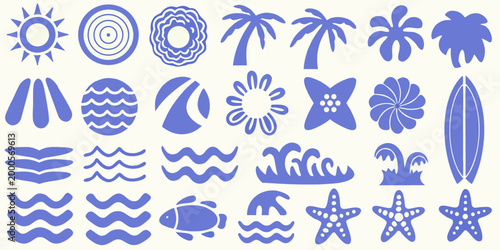 blue beach elements vector collection on white background high quality professional detailed modern elegant stylish