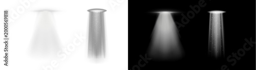 Foto PNG image of Two bright light beams with particles shine downwards in a dramatic