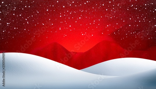 Red Christmas Background With Snowy Hills