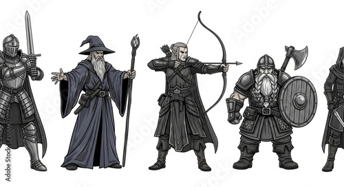 Medieval Fantasy Warriors in Armor.