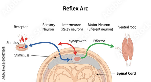 Reflex Arc Diagram Medical Illustration.