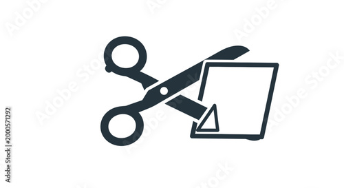 Scissors cutting paper craft tool.