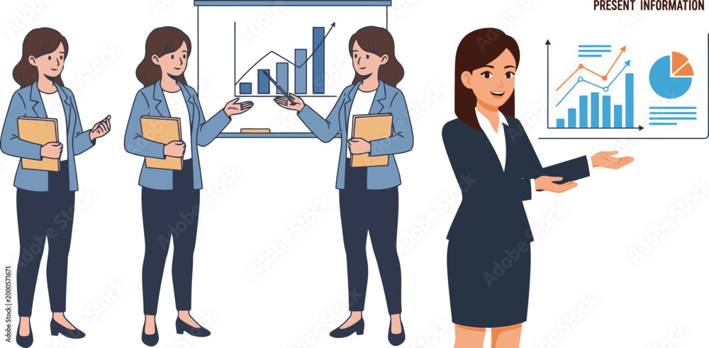 Obraz premium Businesswomen presenting project data with charts and graphs