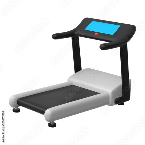Treadmill simulator realistic 3D vector icon, fitness cardio exercise equipment, gym electric running training machine