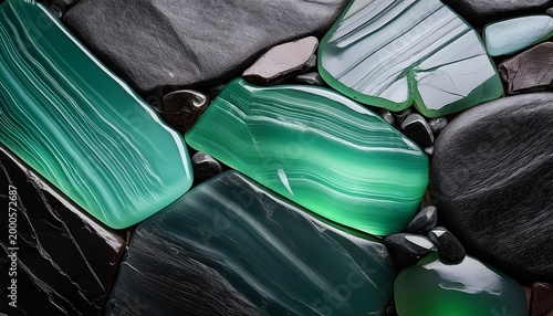 Charcoal And Jade Grain With Soft Minty Light Glint Background