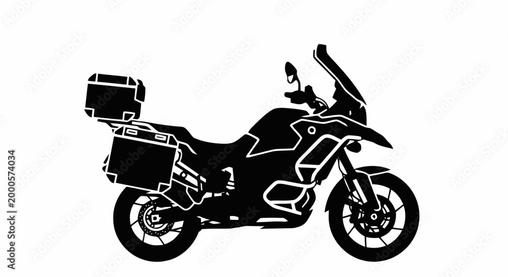 Obraz premium Black Motorcycle with Luggage.
