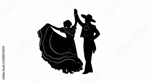 Mexican dancers silhouette