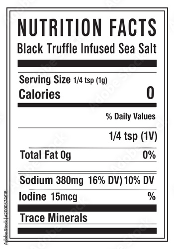 Black truffle infused sea salt nutrition facts