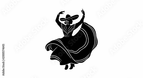 Traditional mexican folk dancer silhouette
