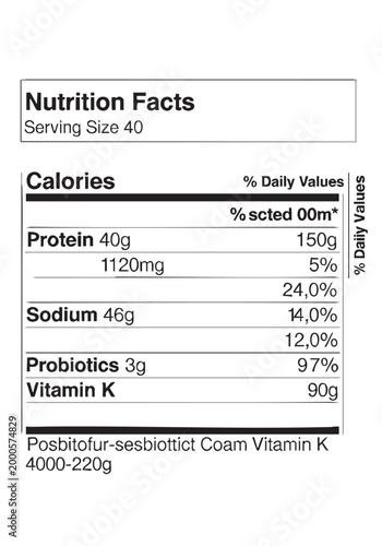 Nutrition facts serving size 40 protein sodium