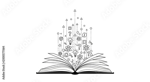 Foto Open book unleashing education, innovation, and learning symbols