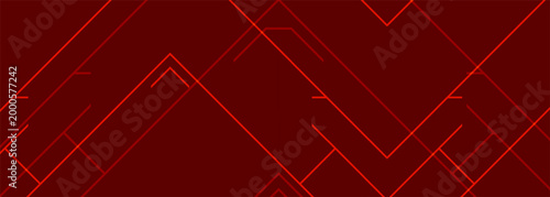 Neon geometric lines on dark red backdrop. Abstract background with glowing magenta angles, layered grids, subtle illumination, electric highlights, high contrast composition evoking cyberpunk.