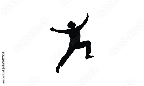 Person doing split jump silhouette