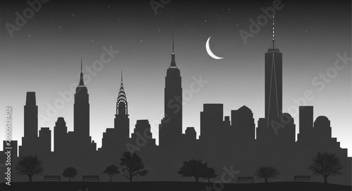 Tableau sur toile New York City Skyline Silhouette.