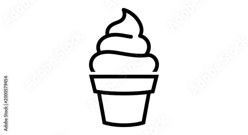Simple vector illustration of a soft serve ice cream treat in a flat cup isolated on a plain background for creative food design branding projects