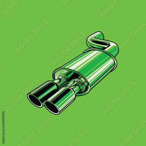 Green Car Exhaust Vector Stock Illustration