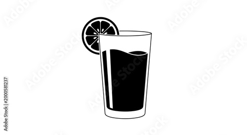 A refreshing long drink vector illustration, perfect for beverage menus, bar graphics, or summer event designs, featuring a tall glass with a citrus slice garnish.