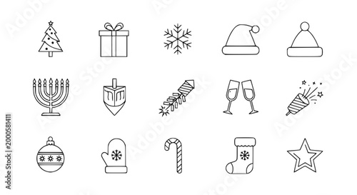 Christmas and Winter Holiday Icons - Vector Set