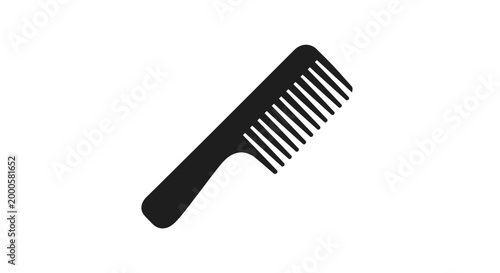 This versatile black comb vector illustration provides an essential grooming tool graphic design element, perfect for beauty, hair care, and styling product advertisements.