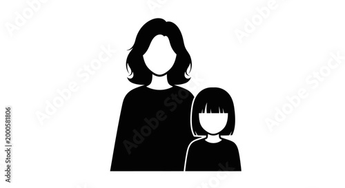 Cuadro en lienzo Mother and daughter silhouette icon