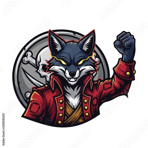 Anthropomorphic Fox Pirate Emblem