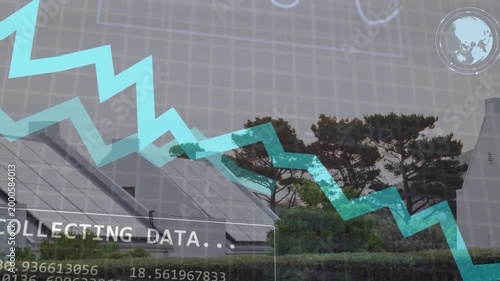 HUD COLLECTING DATA starting overlays numbers updating zigzag falling donut rotating showing trends