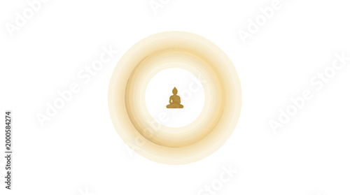 Golden Buddha Statue Meditating Inside a Soft Circular Glow.