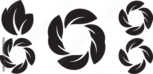 Simple black leaf vector graphic design elements