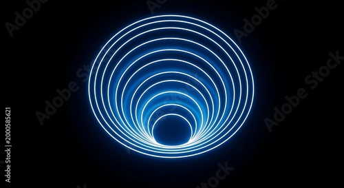 Blue concentric spiral pattern on dark background abstract