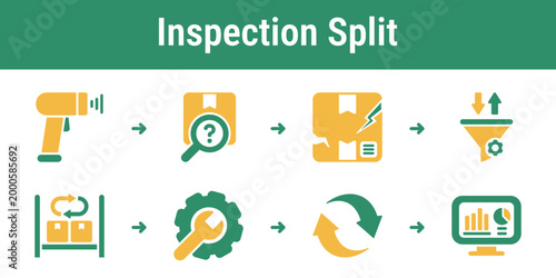 Logical flow for scanning incoming goods inspecting damage and routing items to restock repair resale or recycling Suitable for warehouse systems and reverse operations dashboards
