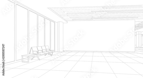 Modern Waiting Area with Chairs and Large Blank Wall.