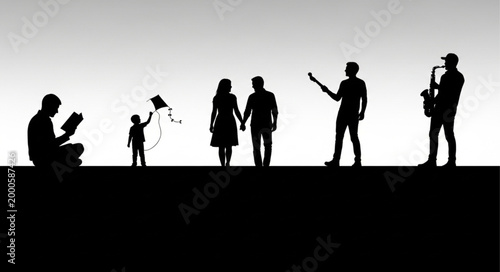 People Silhouettes in Line.