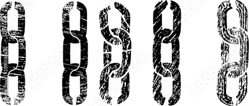 Grunge black chain links pattern background with distressed texture for design