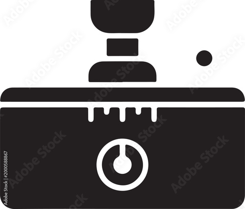 Retro Guitar Effects Pedal with Knob and Switch Close-up Detail Minimalist Vector Graphic