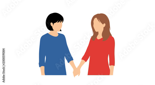 Two women holding hands together.